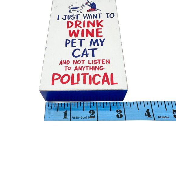 Patriotic Block Sign 5 x 3 x 1 Red White Blue Pet My Cat NWT - Picture 7 of 8